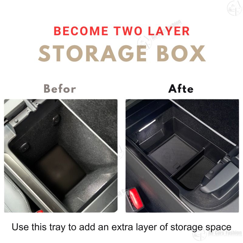 Comparison before and after using the storage tray.